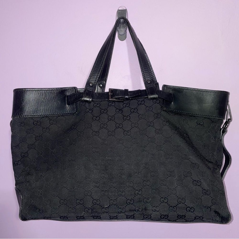 Gucci Weekender Tote Bag GG Canvas Monogram Top Handle Large Purse